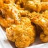 close up of buffalo cauliflower on white plate