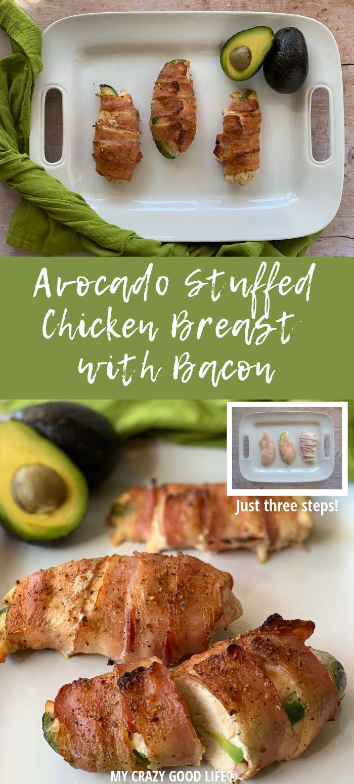 image with text of finished bacon wrapped chicken