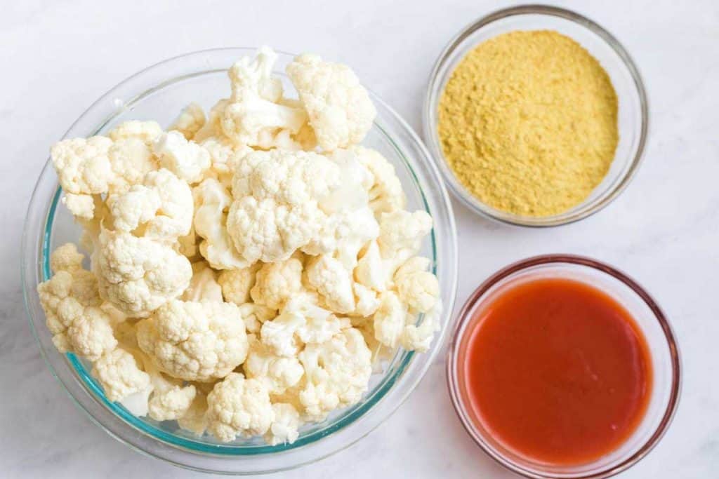 ingredients for air fryer buffalo cauliflower from raw or frozen