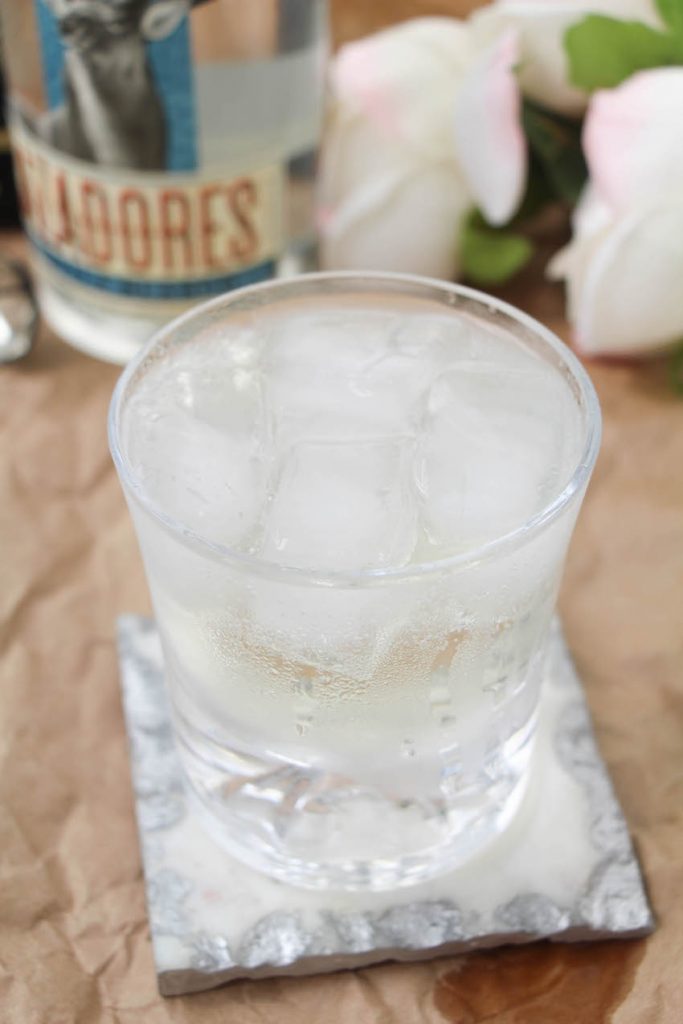 Top down shot of the champagne margaritas sitting on a marble coaster ready for a party of event! 