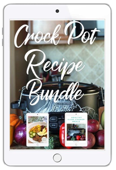 image of crock pot with chalk drawings and recipe bundle