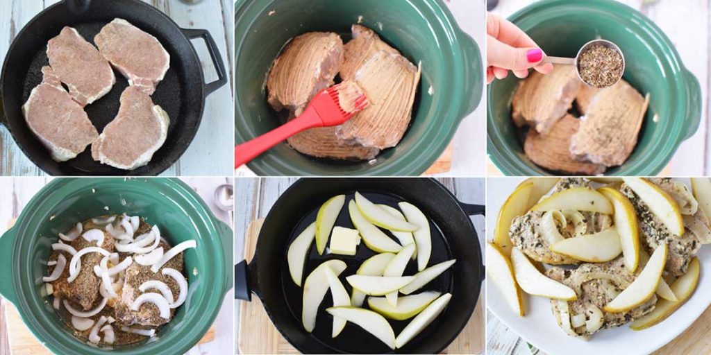 Easy Crockpot Pork Chops with Pears collage