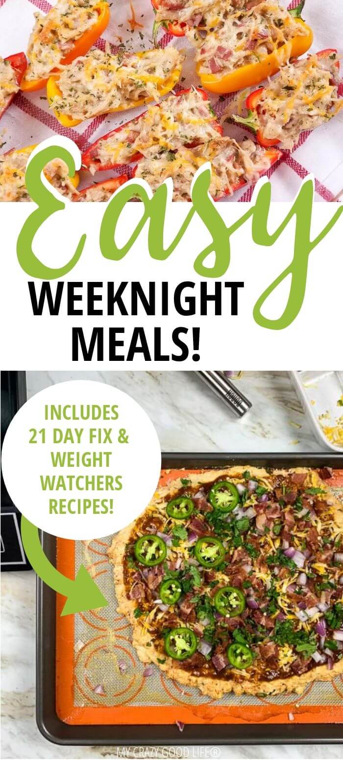 Pin showing easy weeknight meals and title