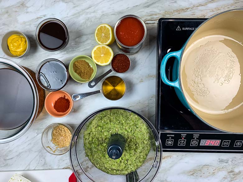 ingredients for sauce on counter