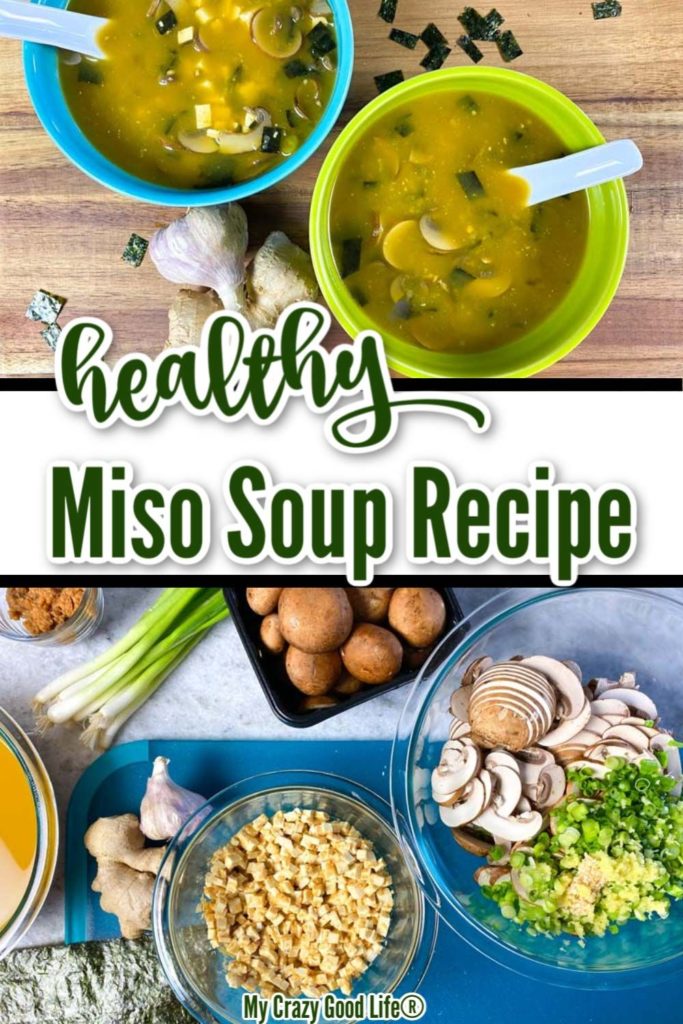 healthy Miso Soup image with text for pinterest