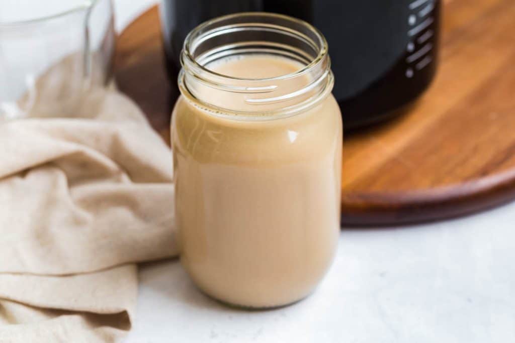 mason jar full of homemade coffee creamer