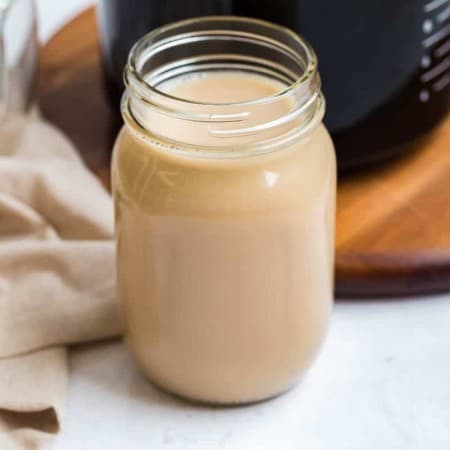 mason jar full of homemade coffee creamer