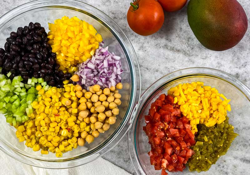 ingredients in this black bean salad