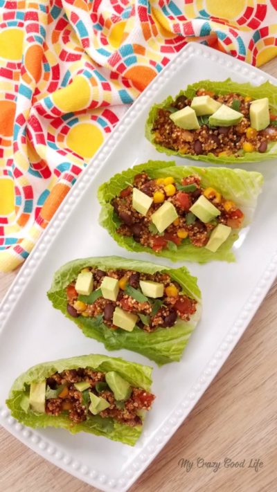 These Quinoa Tacos are the perfect vegan taco recipe! Make these in the Instant Pot, Slow Cooker, or on the Stove. Whether you're looking for a meatless Monday recipe or just a vegetarian taco recipe, these are a great family friendly meal. Quinoa and black beans make for a filling taco recipe! #21DayFix #Vegan #Vegetarian #InstantPot #SlowCooker