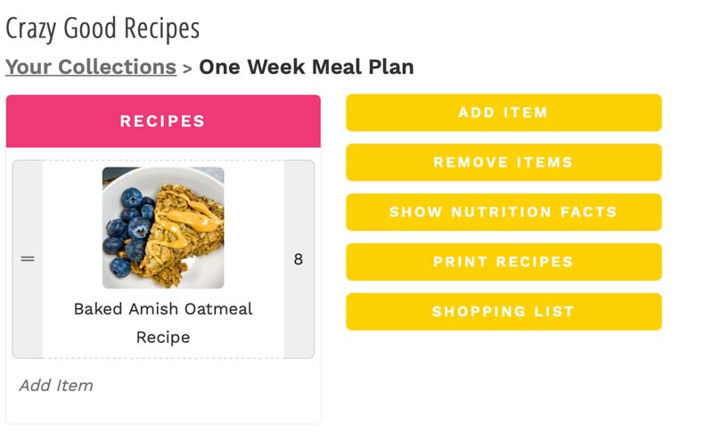 screenshot of how to use the recipe box