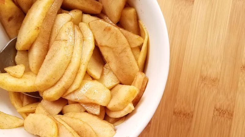 spiced apples in a small dish for serving.