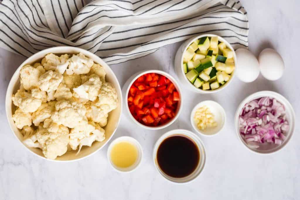 ingredients needed to make Healthy Cauliflower Fried Rice