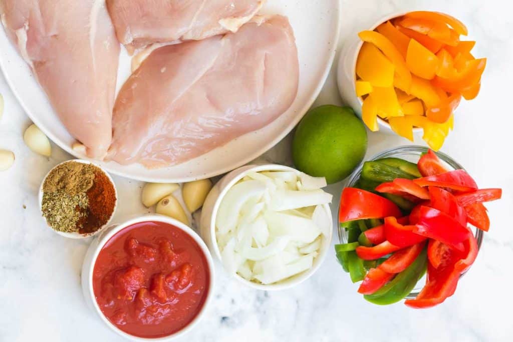 ingredients needed for The Easiest Crockpot Chicken Fajitas