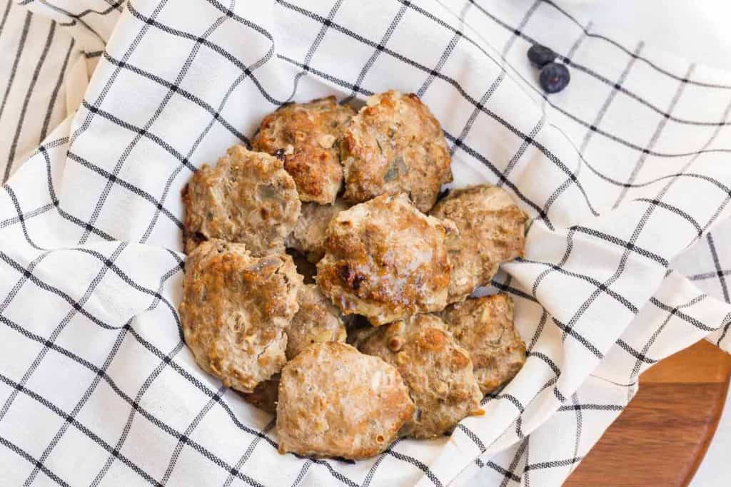 basket full of Homemade Turkey Sausage