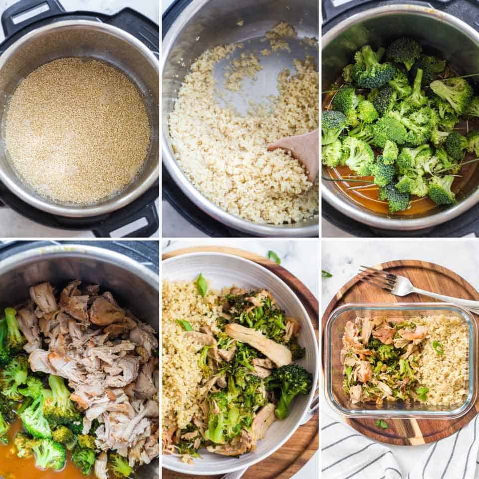 collage of steps to make Instant Pot Honey Garlic Chicken