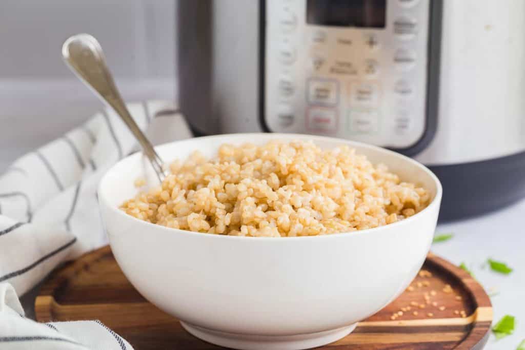 close up of Instant Pot Coconut Rice with sliced green onions