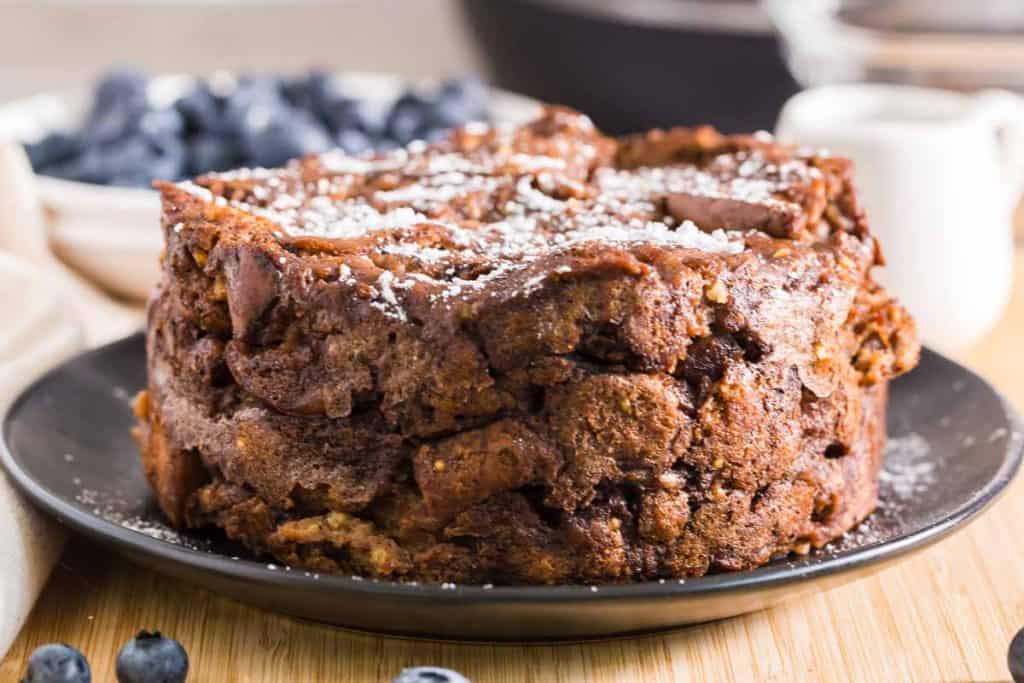 close up of cooked Healthy French Toast Casserole