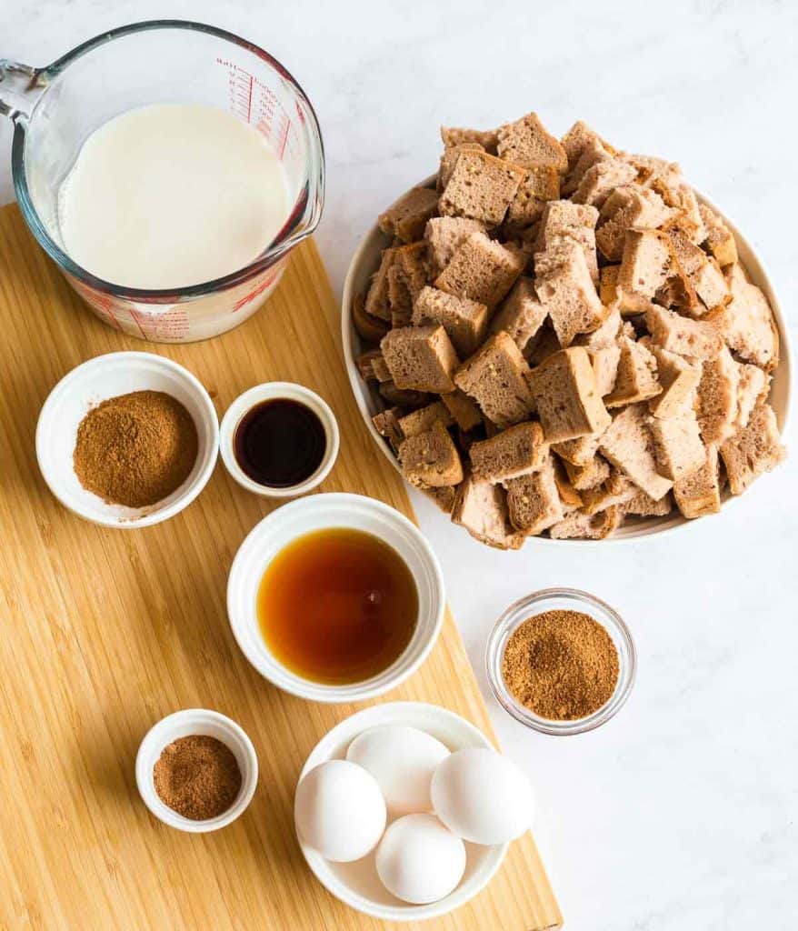 ingredients needed to make Healthy French Toast Casserole