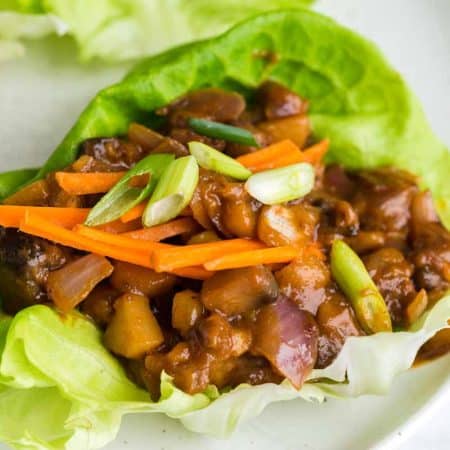 Vegan Lettuce Wraps on white plate