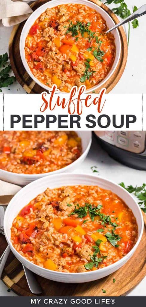 images and text for Easy Stuffed Pepper Soup