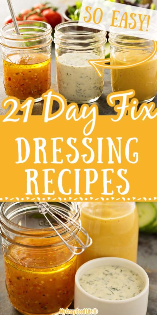 images of 21 day fix salad dressings with text for Pinterest