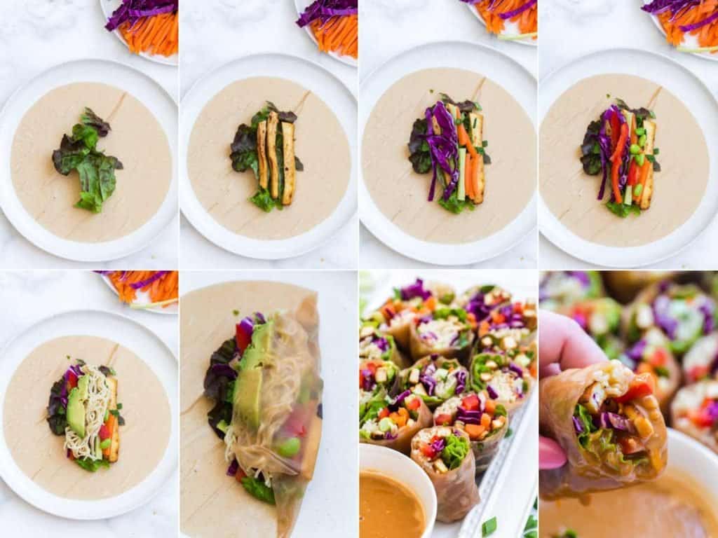 Fresh Veggie Spring Rolls collage