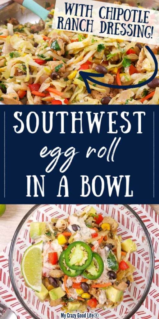 collage with text for southwest egg roll