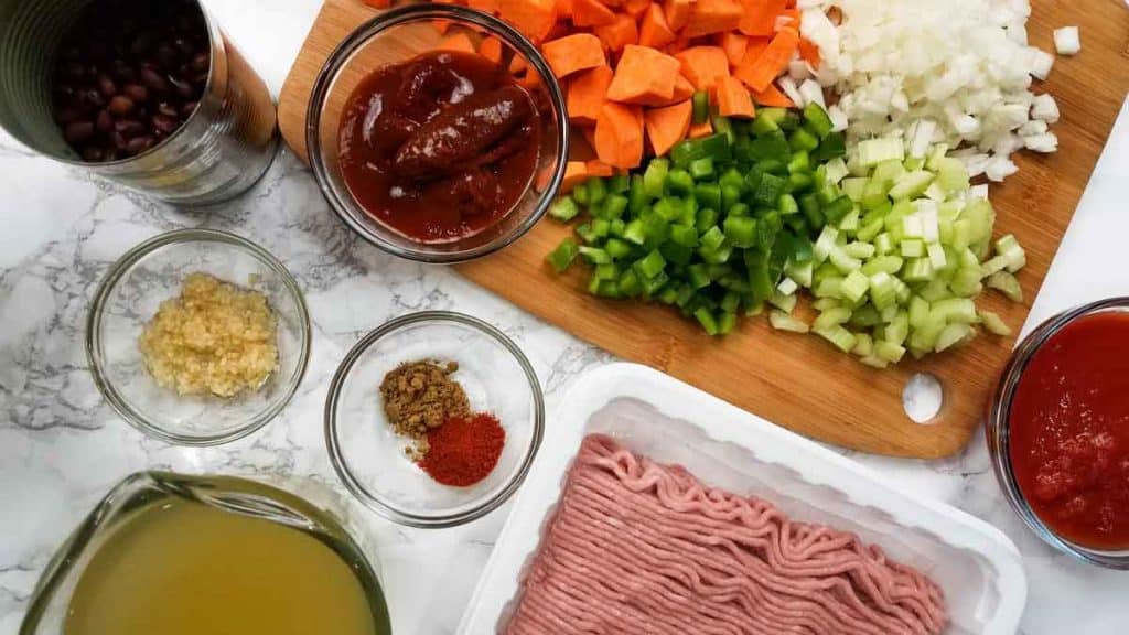 Instant Pot Spicy Sweet Potato Chili ingredients