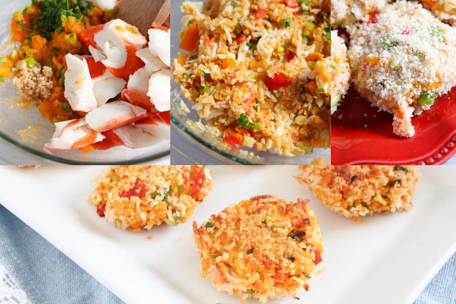 collage showing how to make these crab cakes