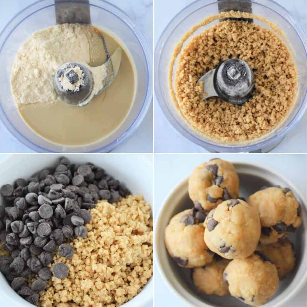 No Bake Tahini Chocolate Chip Balls collage