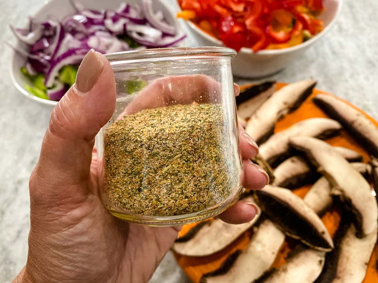 homemade seasoning in a glass jar