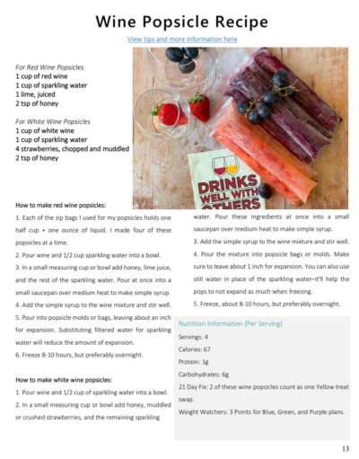 wine popsicle printable recipe