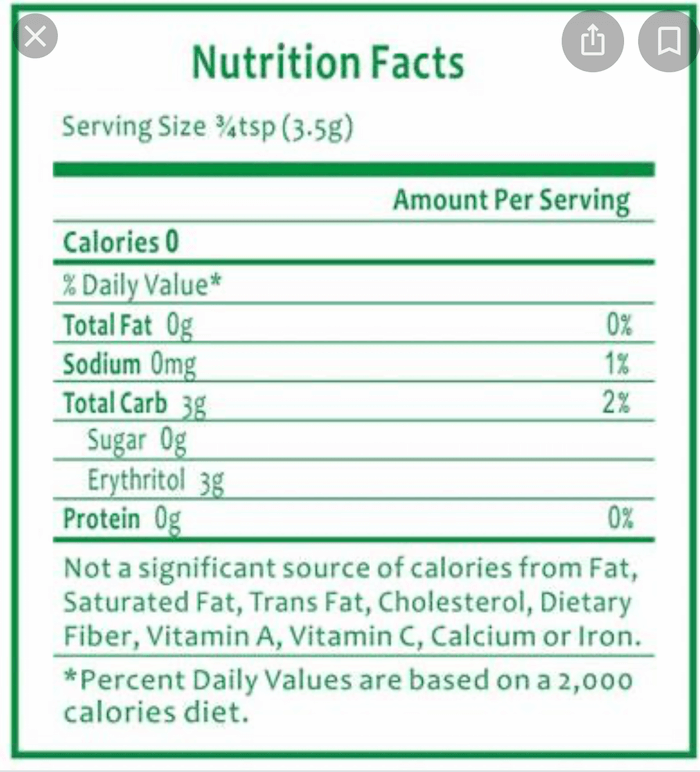 hidden ingredients in stevia blends nutritional label showing that