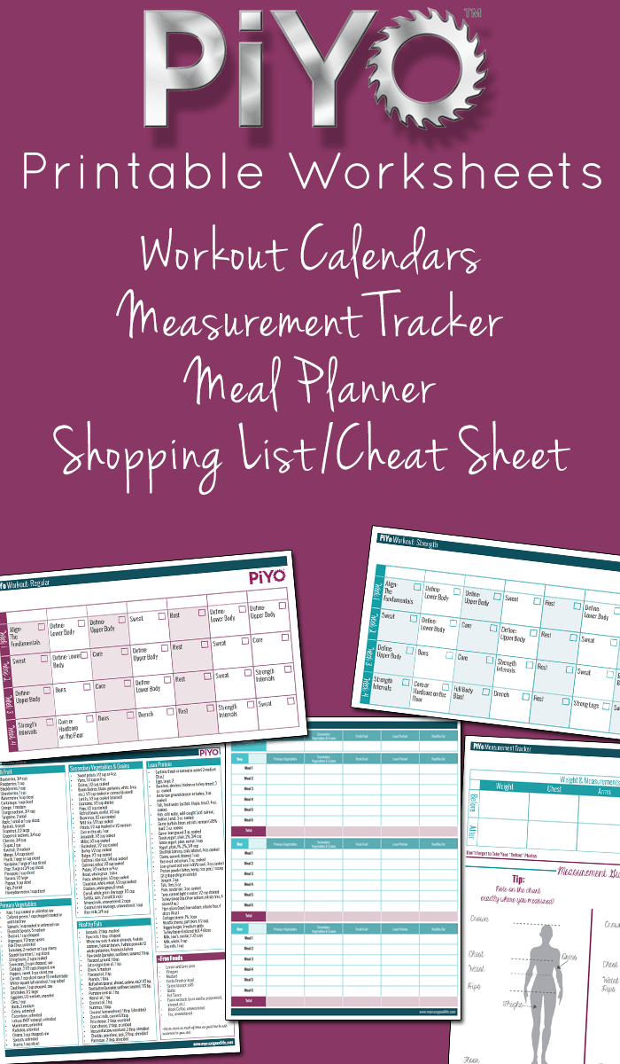 PiYo Printable Worksheets